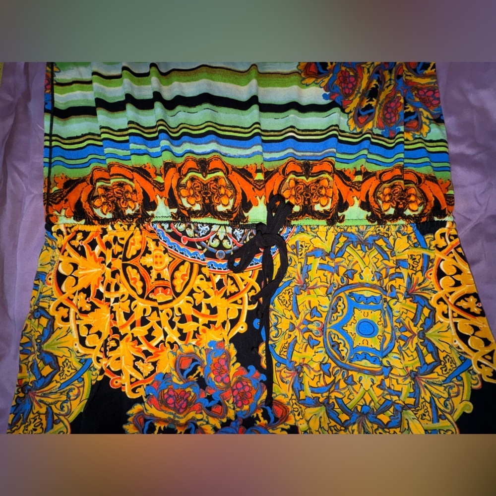 Eva Varro Colorful Boho Print Tie Waist Dress – Size L - Picture 9 of 11